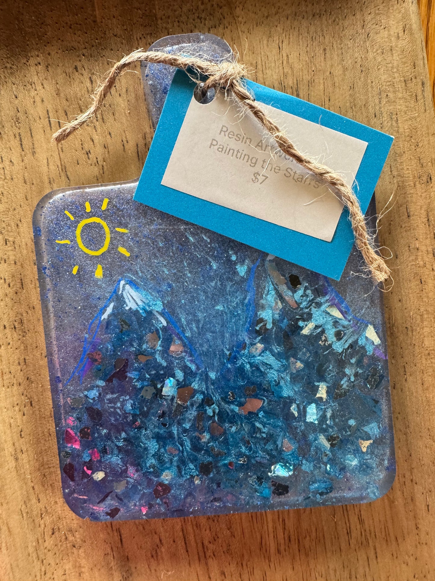 Hanging resin mountain artwork