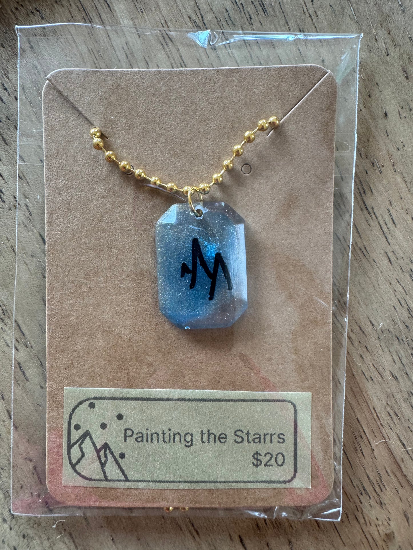 Blue background resin with mountains