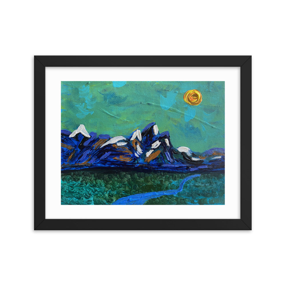 Glowing Sun Over the Grand Tetons Framed Print