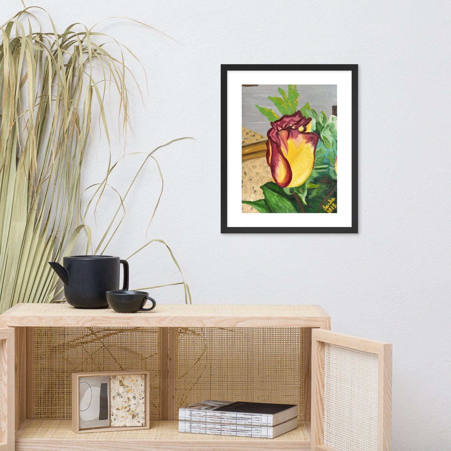 Pink and Yellow Rose Framed Print