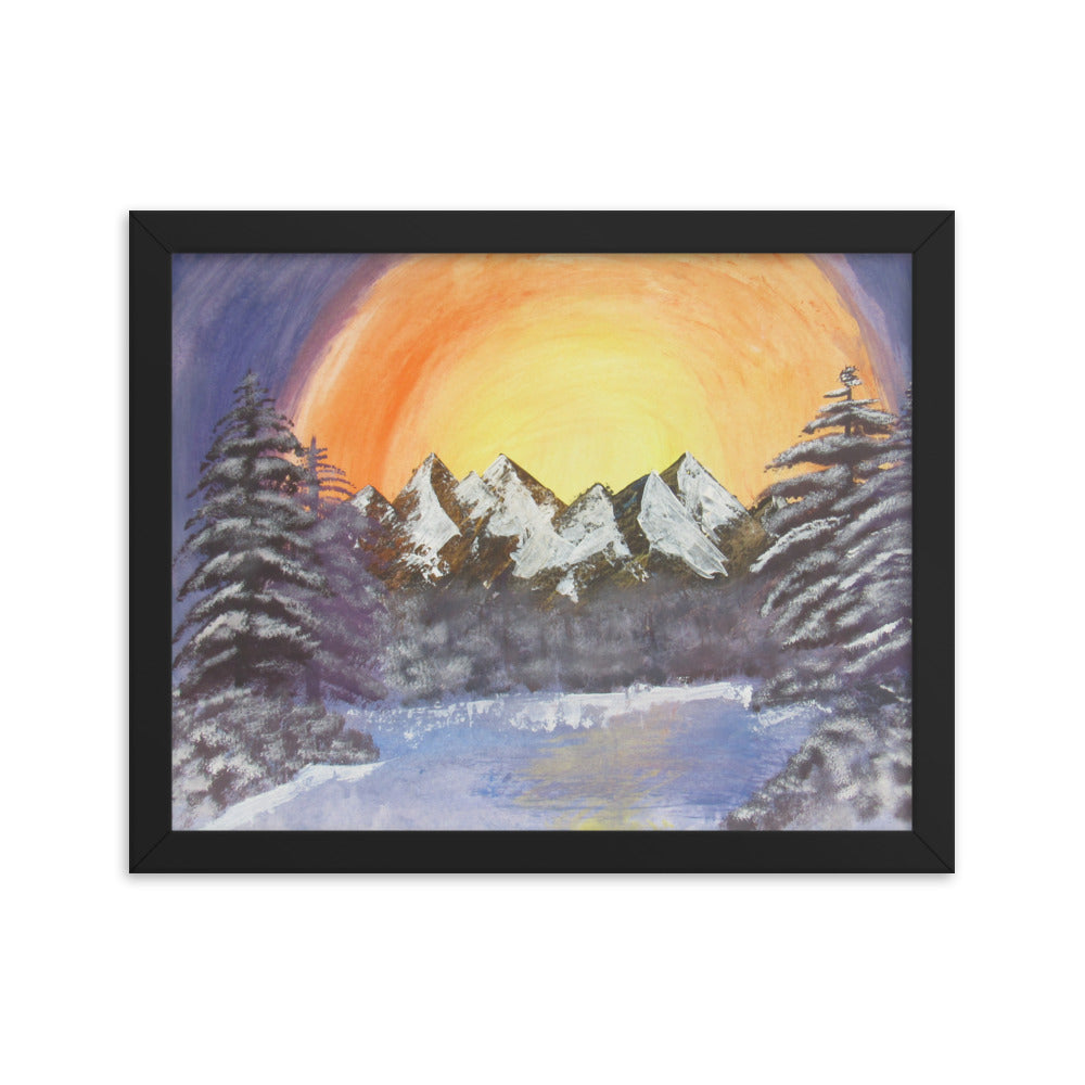 Mountain Tops Watercolor Framed Print