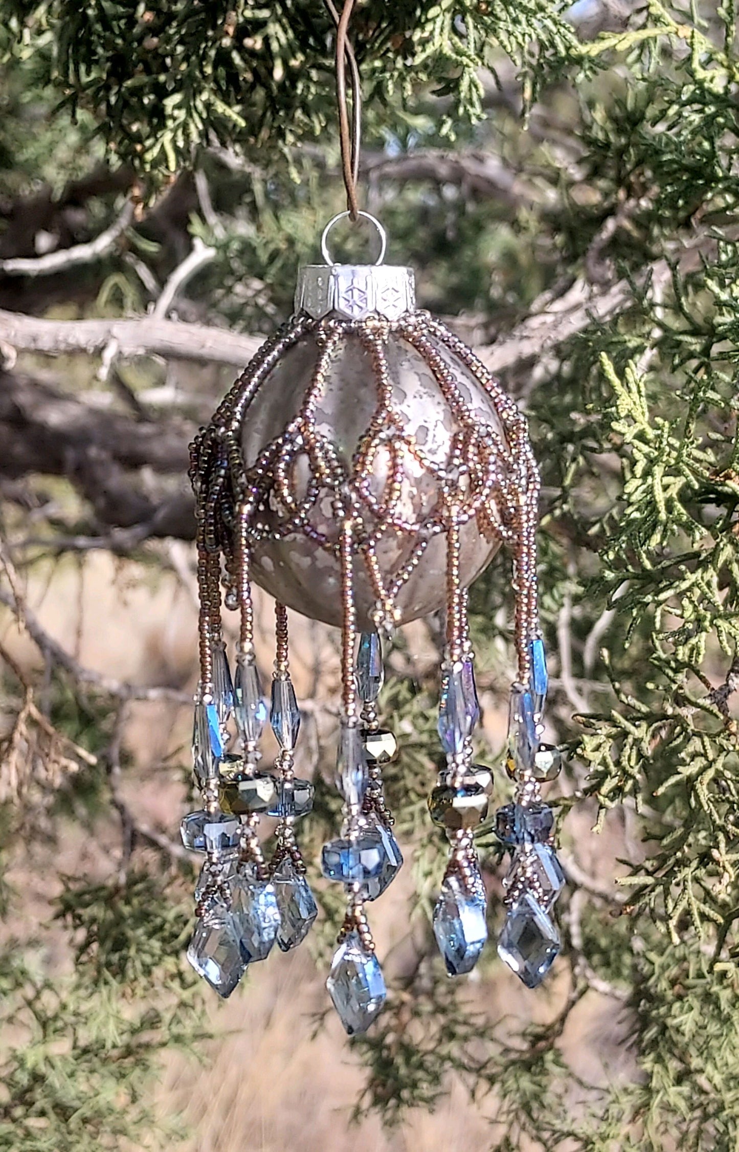 Christmas Ornament, #1 silver and blue