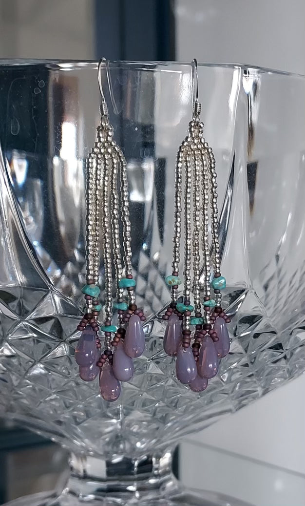 Delicate Fringe Purple Earrings