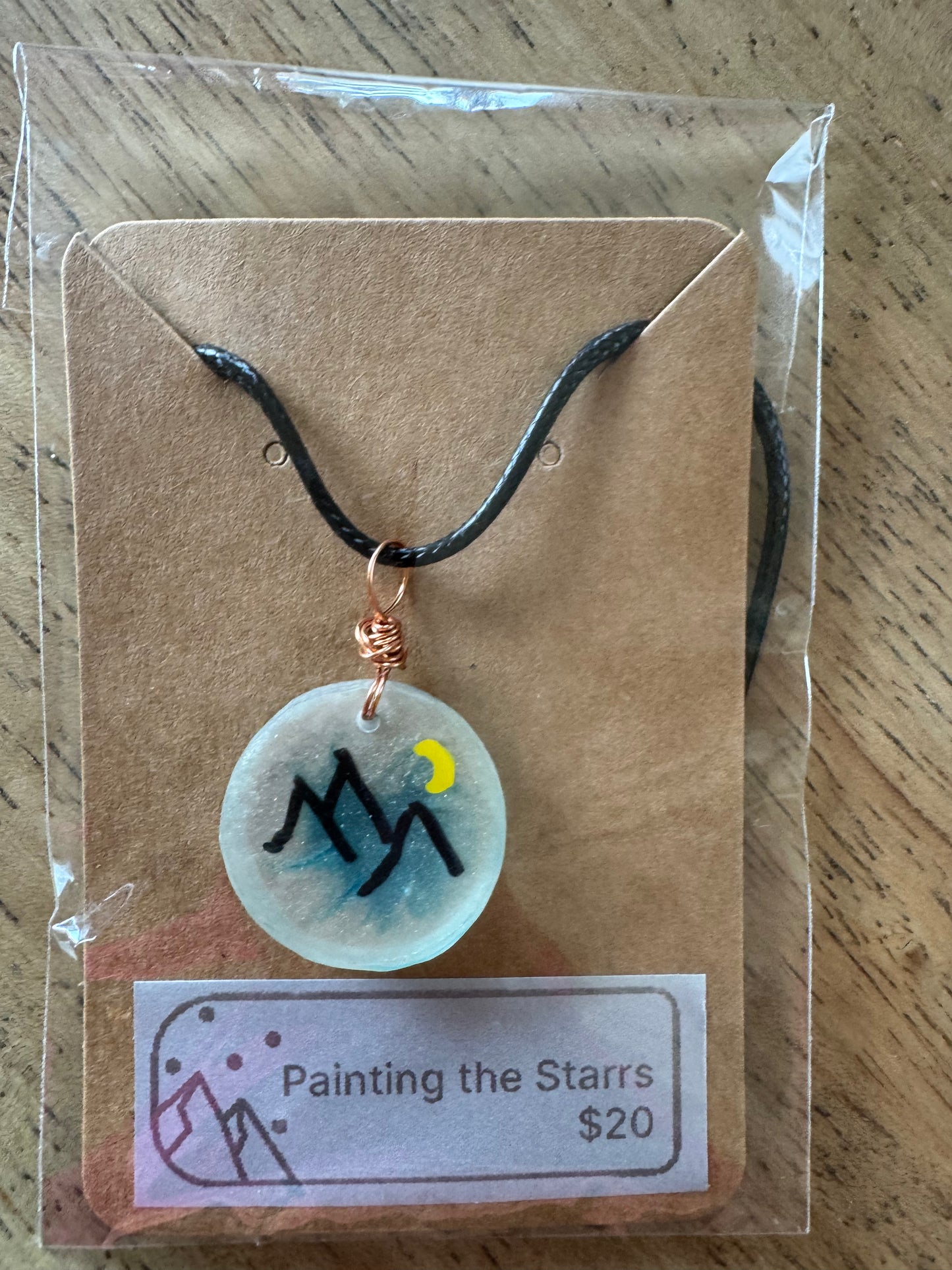 Mountains with the moon in resin