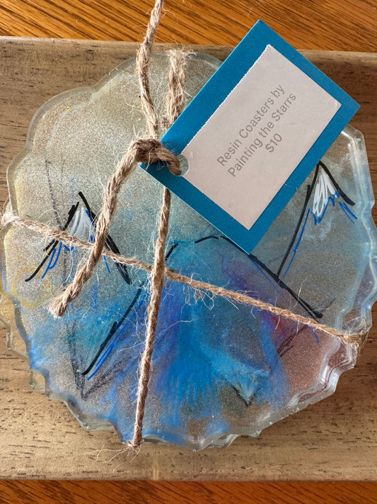 Resin Mountain Coasters - set of 2