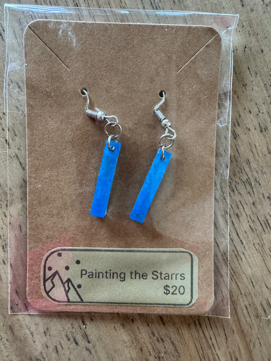 Blue rectangle earrings