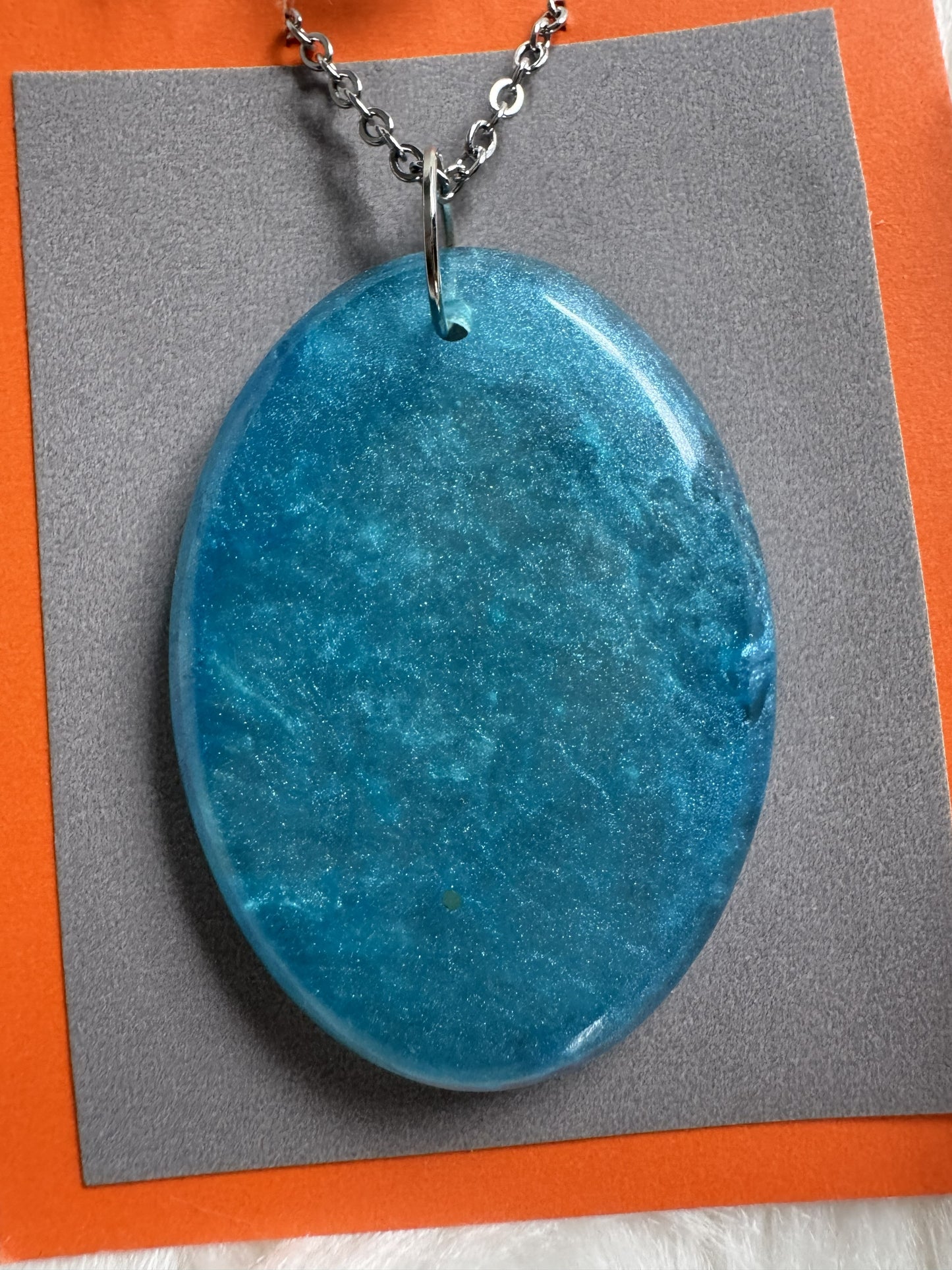 Customizable Large Colored Oval Resin Necklace